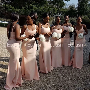 

Simple Satin African Bridesmaid Dresses 2020 Floor Length Maid Of Honor Dress Party Formal Summer Wedding Guest Dresses