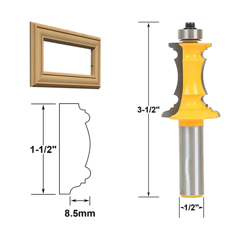 

1pcs Mitered Drawer Front Molding Router Bit - 1/2" Shank 12.7mm
