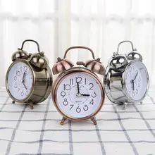 Retro Desktop Mechanical Alarm Clock Night Light Dual Bell Bedside Silent Metal Digital Bedroom Home Decoration