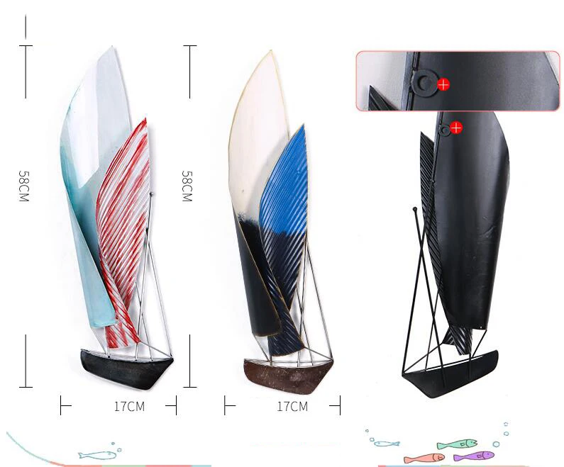 Современный изготовленный из кованого железа настенный подвесной парусник ремесла украшение стены домашний Наклейка на стену для гостиной украшения гостиничный бар настенные наклейки
