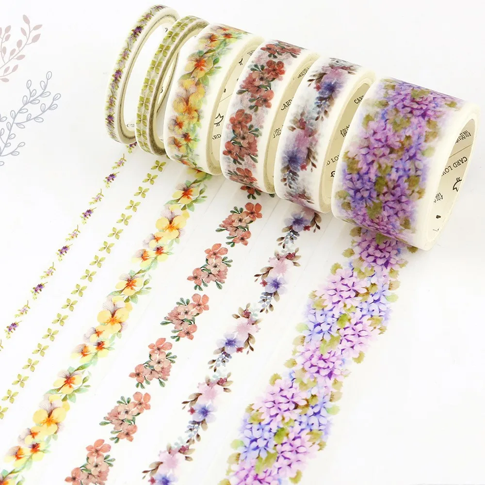 Романтический Листва Цветы лента Washi маскирующий декоративный ленты DIY