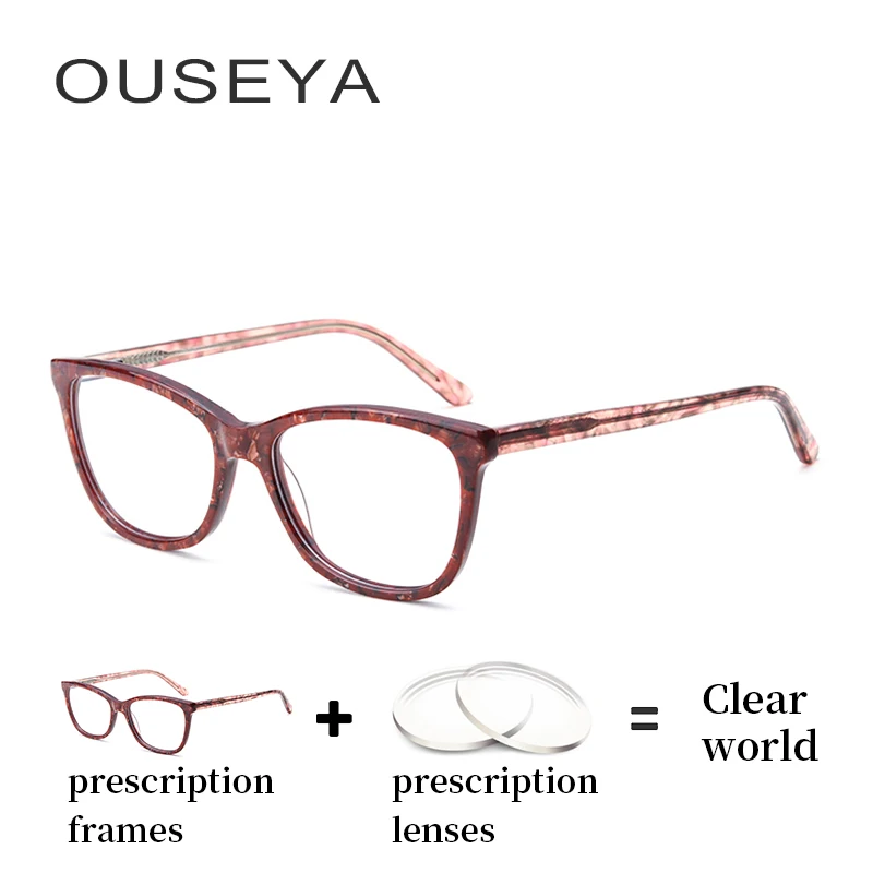 

Acetate Women Optical Glasses RX High Myopia Thin Transition Vintage Retro Lens Astigmatism Aspherical Eyeglasses Sight #F936