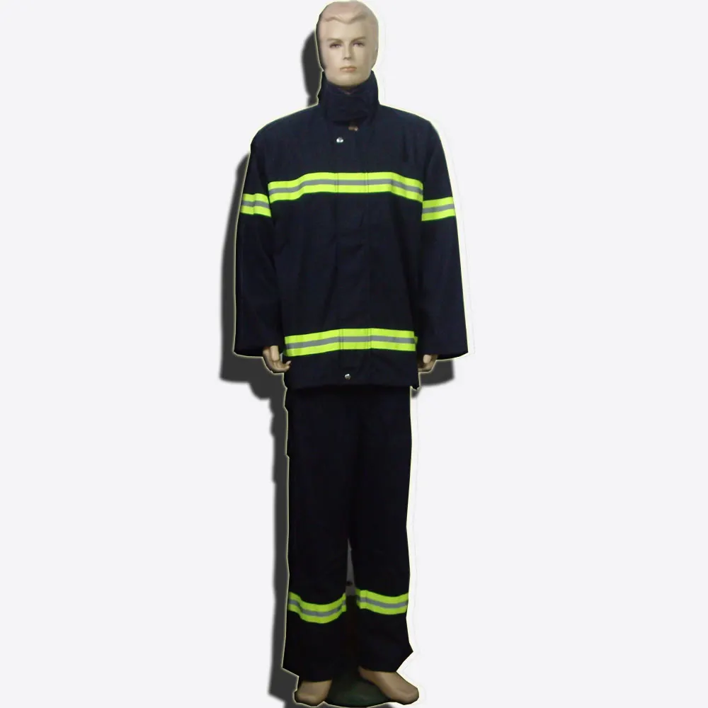 

Low price The new thick Dark Bule flame fire rescue suit split with reflective tape Fire protecting clothing