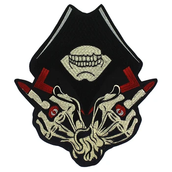 

Punk Style Middle Finger Skeleton Skull Patches Rock Appliques Iron on Jacket Biker Embroidery Badge 5 pieces