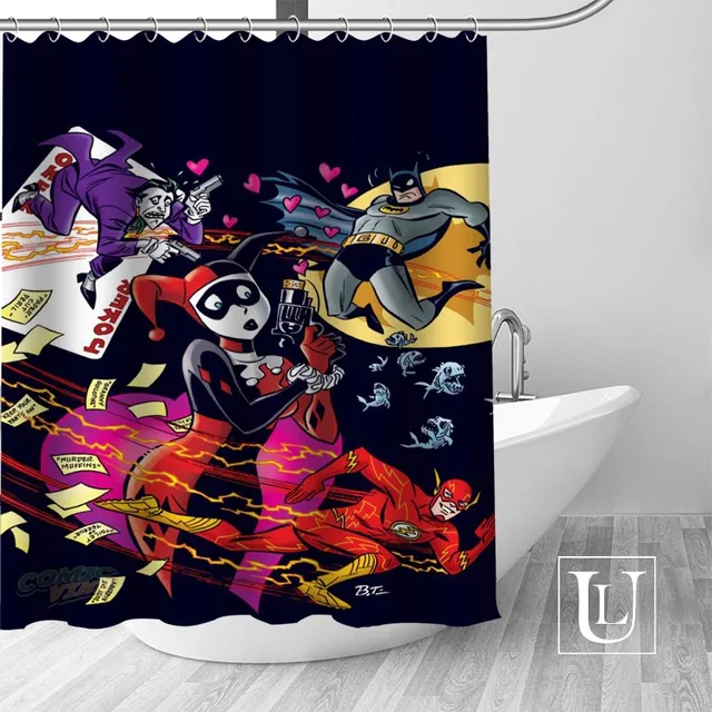 Joker and Harley Quinn Shower Curtains Custom Design Creative Shower