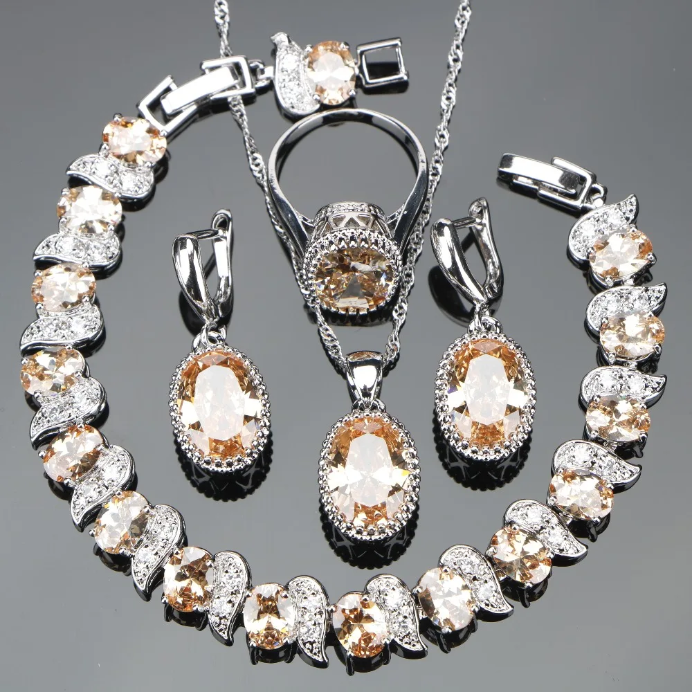 

Silver 925 Jewelry Cubic Zirconia Women Costume Bridal Jewelry Sets Wedding Set of Earrings Bracelets Pendants&Necklaces Rings