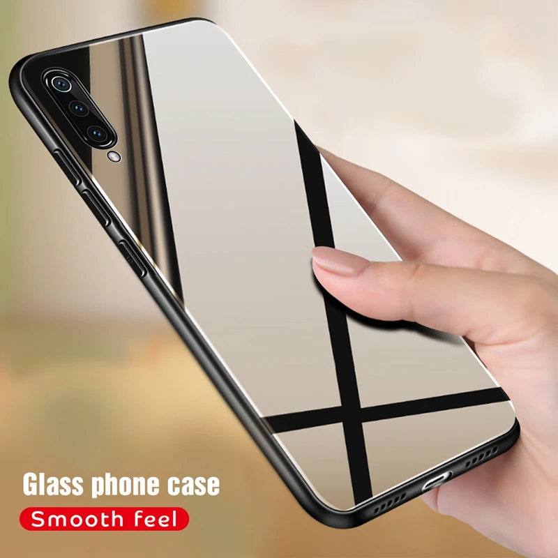 

Solid Glass Case For Xiaomi Redmi 7 7A Note 7 Pro Mi9 Mi8 SE Lite Max 3 Pocophone F1 Luxury Mirror Silicone TPU Edge Back Cover