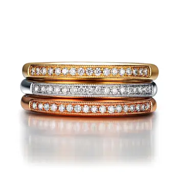

GVBORI 0.09 carat Natural Diamond 18K Solid Gold Women Fashion Ring Special Gift