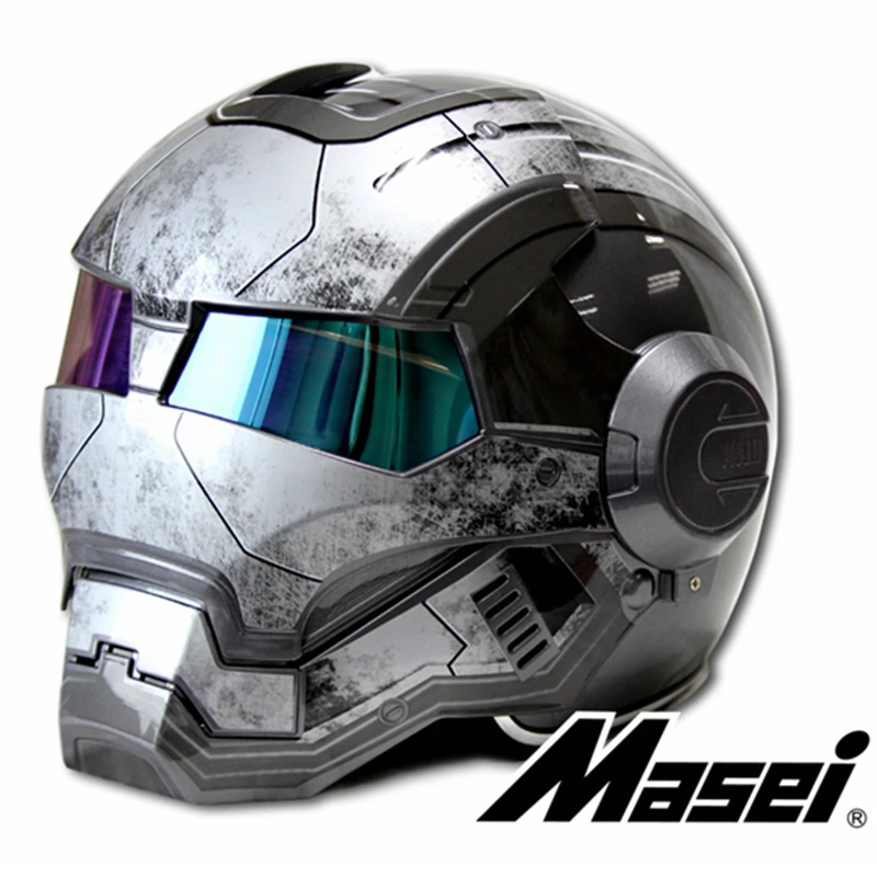 Casco de moto MASEI IRONMAN, de color retro, medio casco abierto, 610 ABS, para motocross|casque ironmanhelmet retro - AliExpress