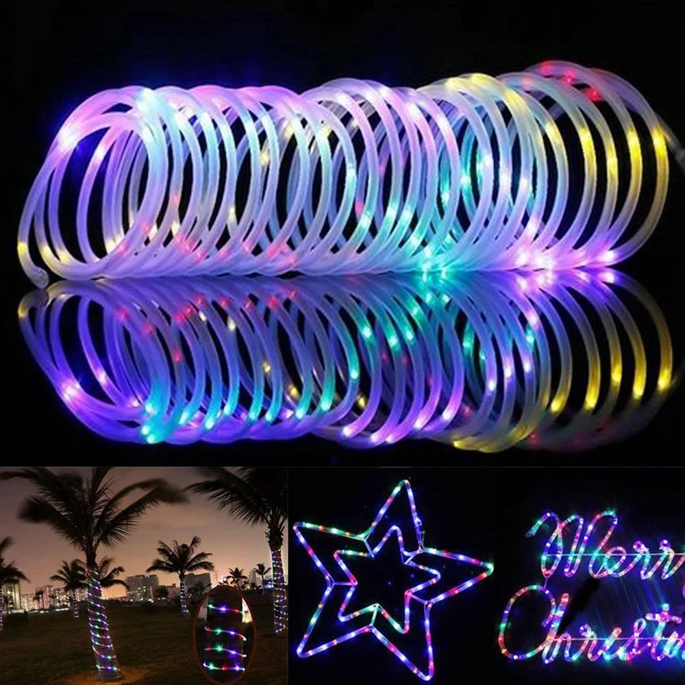10m Solar Led Fairy String Light Rope Tube 100 Led Outdoor Waterproof