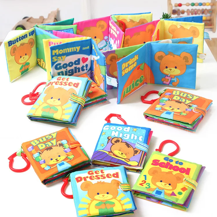 

11x11CM Baby Toys Washable Cloth Books with hook Rustle Sound Infant Educational Rattle Toy Crib Bed Baby Toys 0-12 month