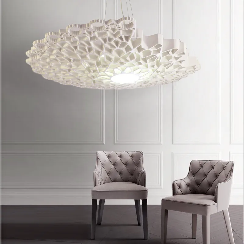

Modern White Resin Honeycomb LED Pendant Light Openwork Flower Suspension Lamp For Parlor restaurant bar cafe Home Lighting G933