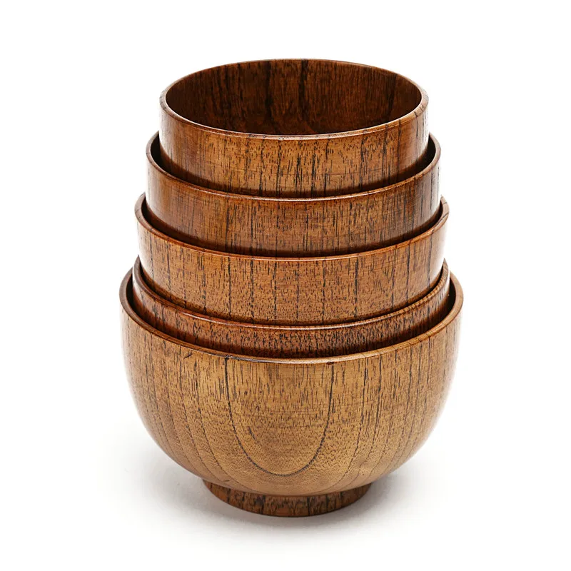

100% Natural Wood Texture Japanese Bowl Health Food Container Utensils Tableware Set Rice Container Food Tool Christmas Gift 1pc