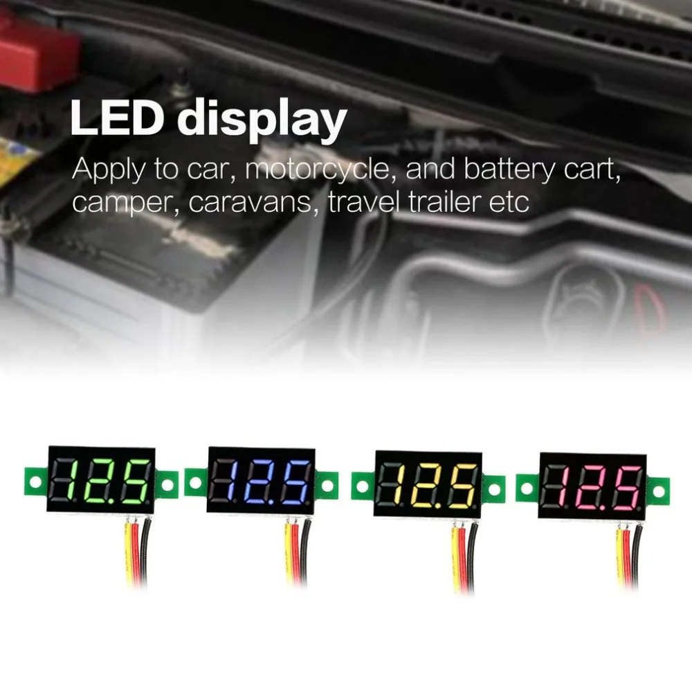 4PCS 0-100V 0.36in 3 Wire LED Digital Display Panel Voltmeter Electric Voltage Meter Volt Tester Auto Battery Car Motorcycle | Инструменты