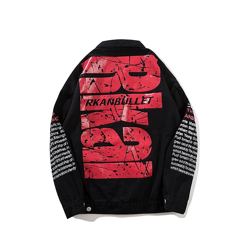 UNCLEDONJM Destroyed outerwear coat mens clothing Letter urban streetwear hip hop jacket for men ripped jeans jacket men 230W