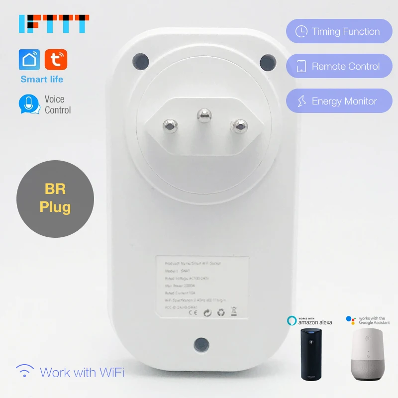 Best WIFI Smart Brazil Plug Power Monitor 16A BR Smart Socket Wireless Outlet Voice Control Work with Alexa Google home
