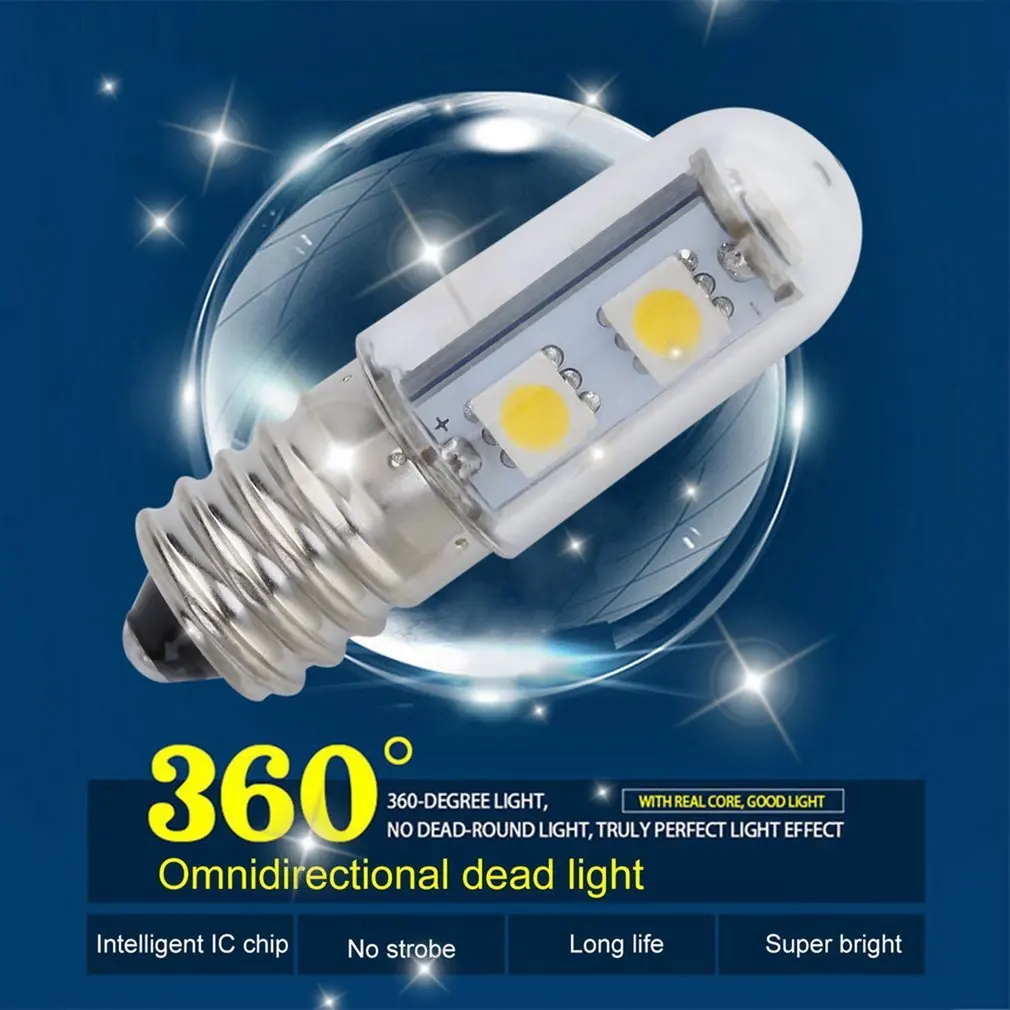 Мини E14 Светодиодный лампа для холодильника SMD5050 0,5 Вт теплый белый AC 110/220V микроволновые печи Диапазон капот ночной стол швейная машина лампа