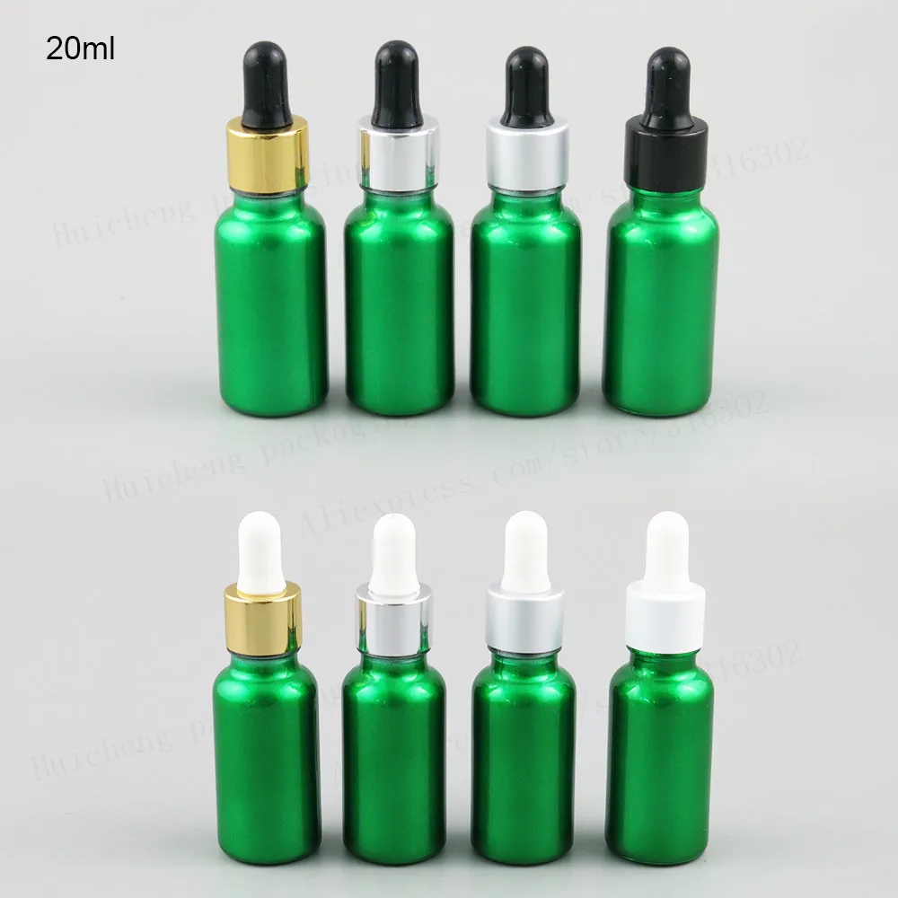 

12 x Refillable Paint Green Glass E liquid Dropper Bottles for Essential Oil 1/2oz Glass Piepette Dropper Container 15ml 20ml