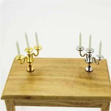 1 шт. 1:12 кукольный домик миниатюра подсвечники ролевые игры весы 3 рукы, канделябры белые свечи мебель игрушка кукольный дом аксессуары