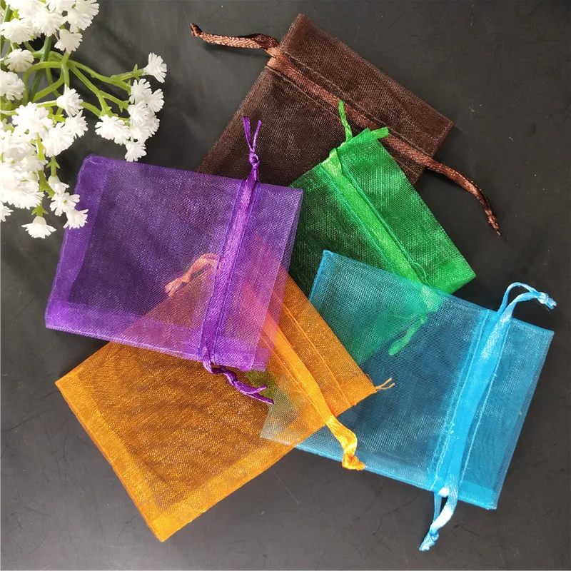 50pcs Organza Gift Packaging Bags 11x16cm Jewelry Christmas Drawable Gifts Wedding Candy Packing Pouches 5Z | Дом и сад