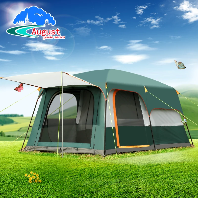 

August Ultralarge Double Layer Waterproof 5-8 Person Use Camping Tent Barraca De Acampamento Carpas De Camping Tente