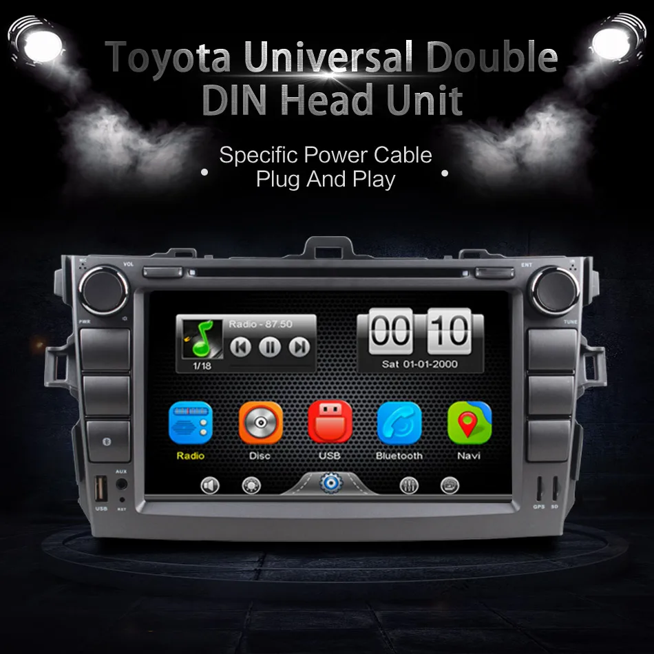 Discount 2Din Car In Dash DVD Player GPS Navigator Radio Bluetooth Head Unit Stereos with Reverse Camera for Toyota COROLLA 07-11 1