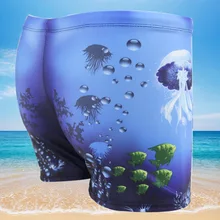 

2018 tide men's sports conservative boxer swimming trunks temperament underwater world quick-drying digital printing swimwear