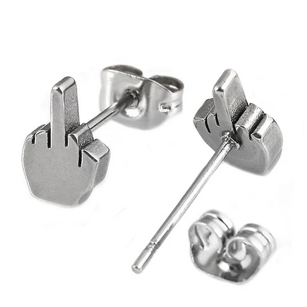 funny Stainless Steel earring studs silver black earring jewelry middle