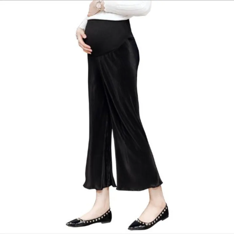 

2019 summer maternity pants pleated wide-leg pants spring/summer new maternity clothes loose fashion chiffon stomach lift pants