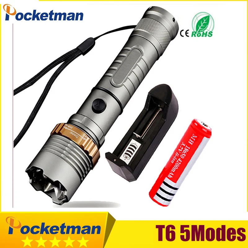 

New 3800lm Torch T6 5 modes LED Flashlight Tactical Flash light Waterproof Hunting Lantern zaklamp taschenlampe torcia z45