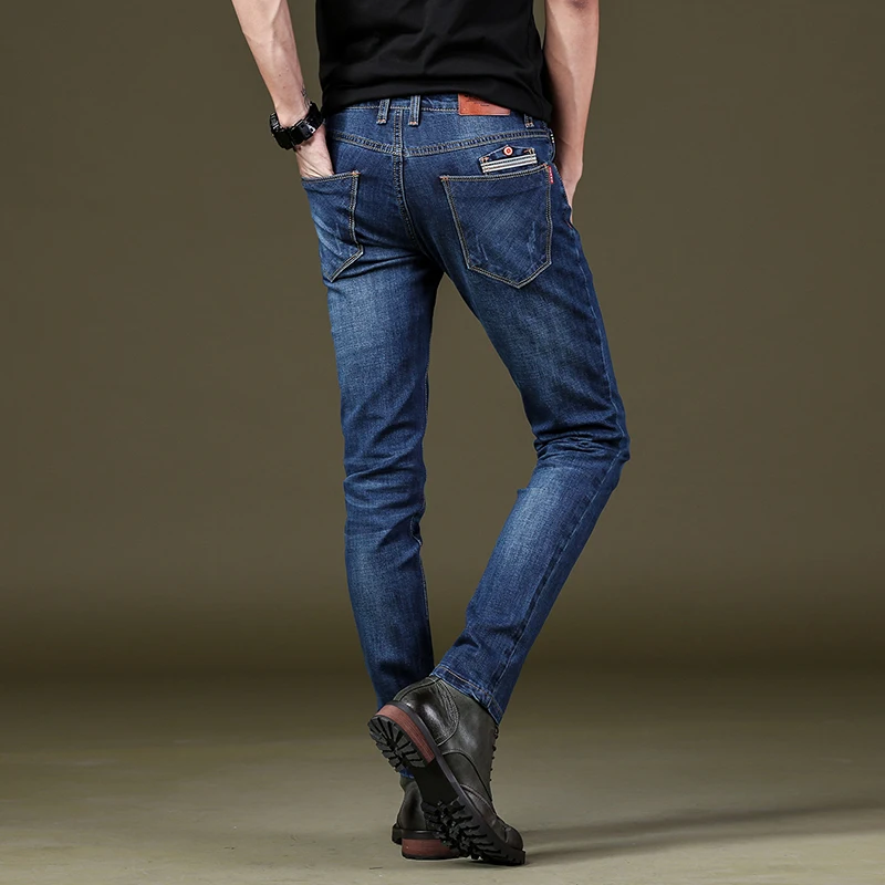 2019 Skinny jeans men Slim Fit Stretch Male Jean Pencil Pants Blue Men's jeans fashion Casual Hombre