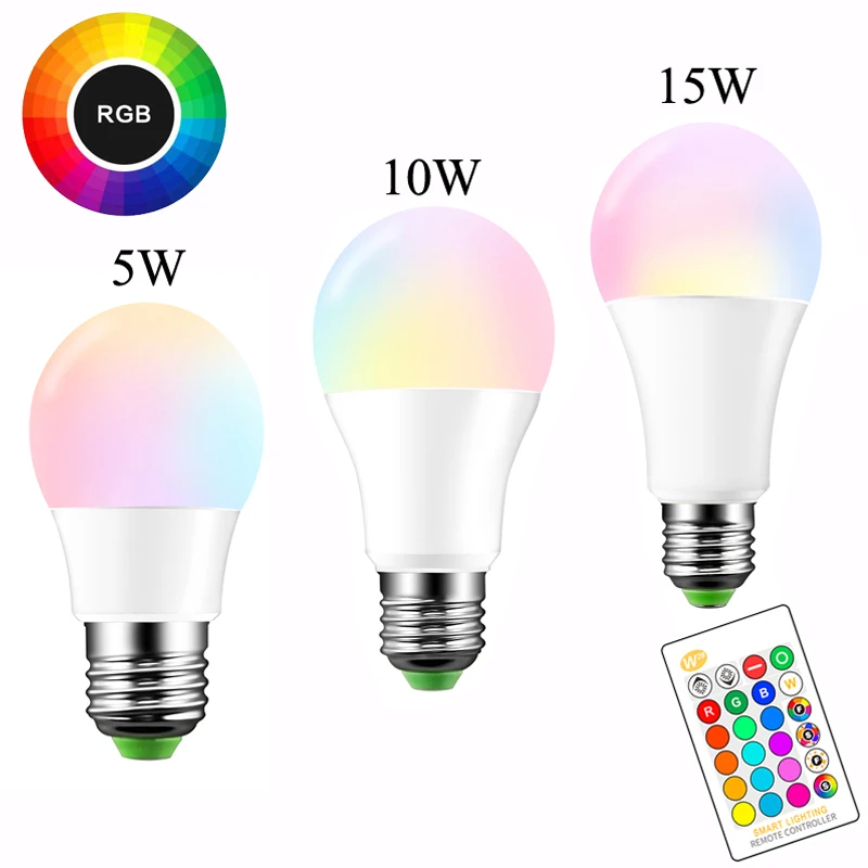 

E27 LED 16 Color Changing RGB Magic Light Bulb Lamp 5/10/15W 85-265V 110V 120V 220V RGB Led Light Spotlight + IR Remote Control