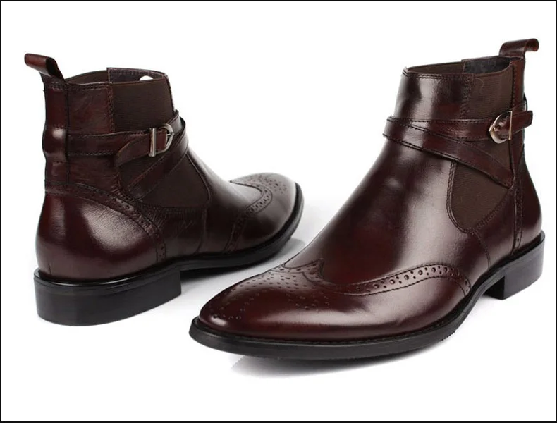 Винтажные Брендовые мужские туфли-оксфорды с перфорацией; Мужские ботинки в британском стиле из натуральной кожи; мужские ковбойские ботильоны «Челси»; JD97