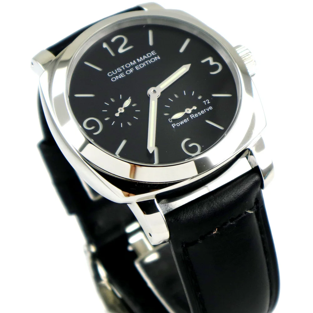 

44mm Parnis factory black dial power reserve ST2530 Automatic Mens Watch