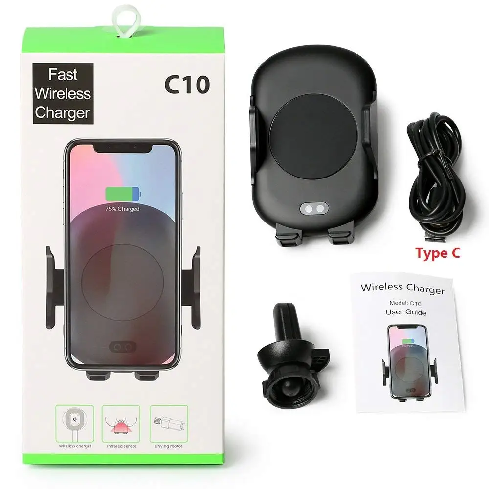 Qi Wireless Charger Car Charger Holder Stand for iPhone X 8 Plus Xs Max XR Car Air Vent Wireless Charger Holder For Samsung s8