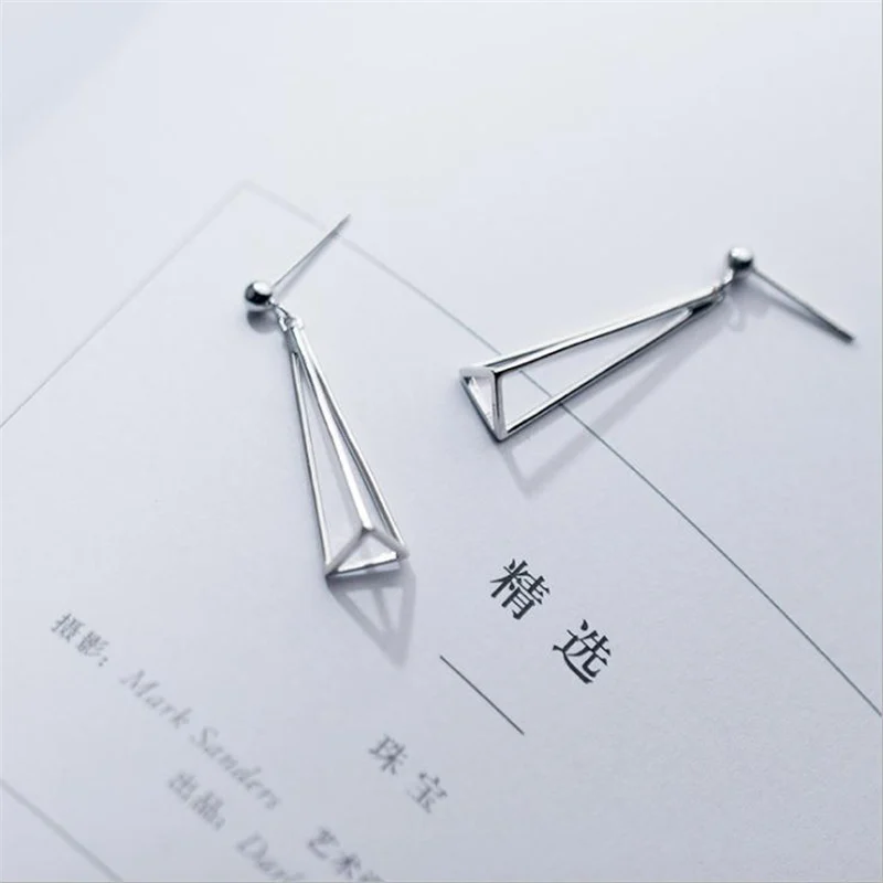 Popular Women's Personality Simple Triangle Bracket Dangle Earrings 925 Silver Hot Pretty Fashion Jewelry G0865