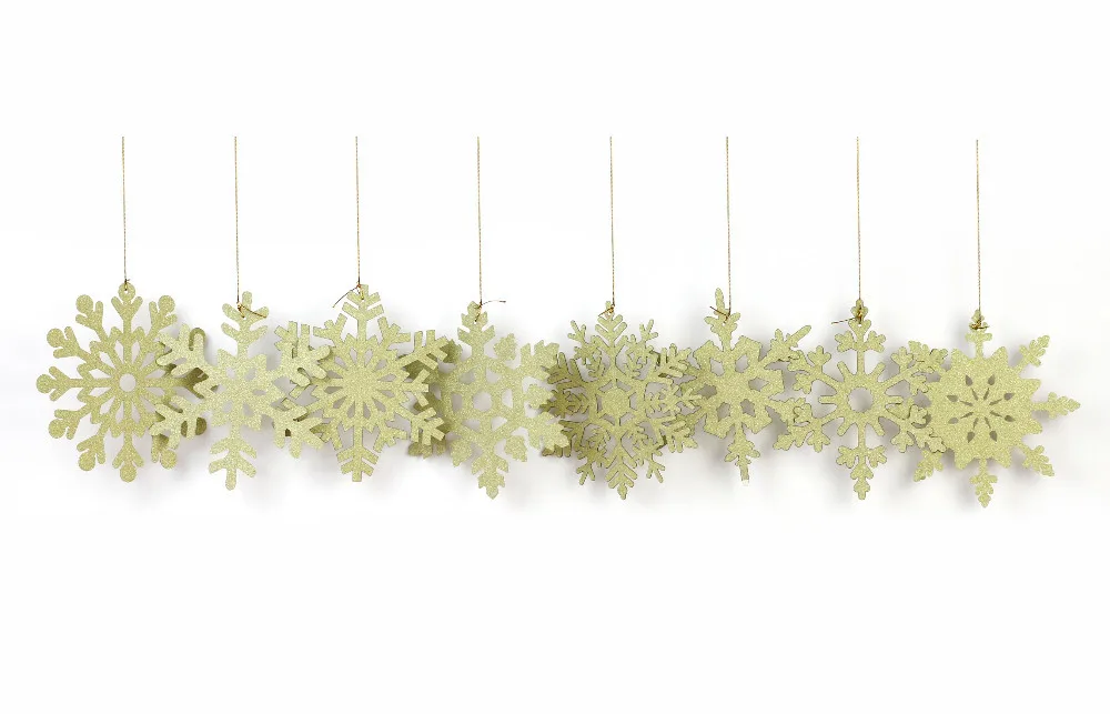 Набор 8 романтических серебряных/золотых подвесных украшений в виде снежинок для рождества, дома, вечерние, свадебные украшения