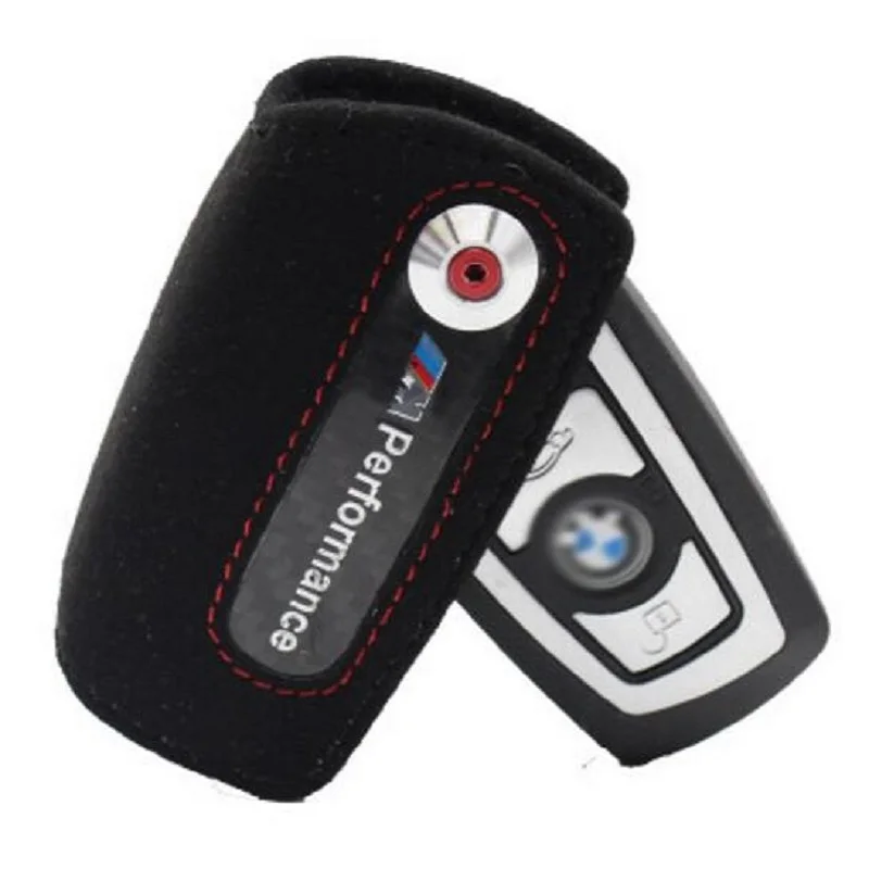 Carbon Firber автомобильный чехол для ключей, брелок для ключей для BMW - Название цвета: black with red line