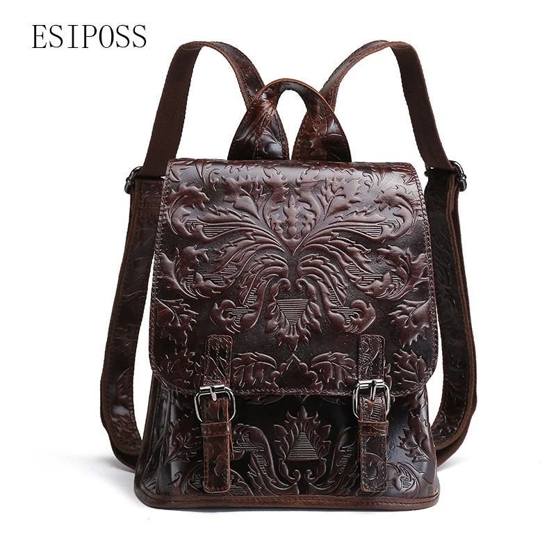 

Female backpack genuine leather chinese style shoulder bag female tide college style travel backpack casual leather female