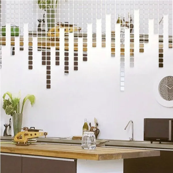 Hot Mirror Decorative Wall Sticker 2 2cm Square Combination Hot Mirror Decorative Wall Sticker 2 2cm Square Combination Small Size