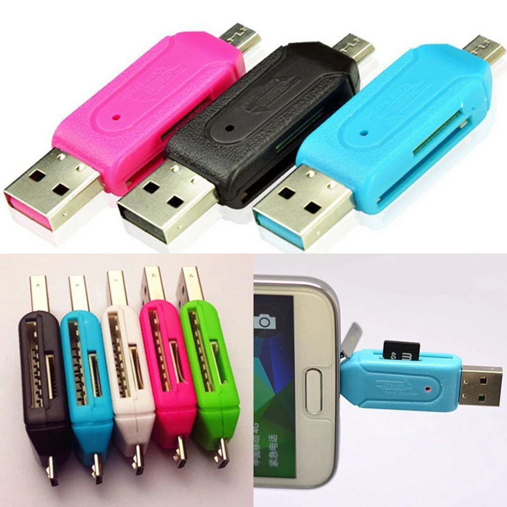 Mini Micro USB OTG to USB 2.0 Adapter SD/Micro SD Card Reader For Smartphones/PC 