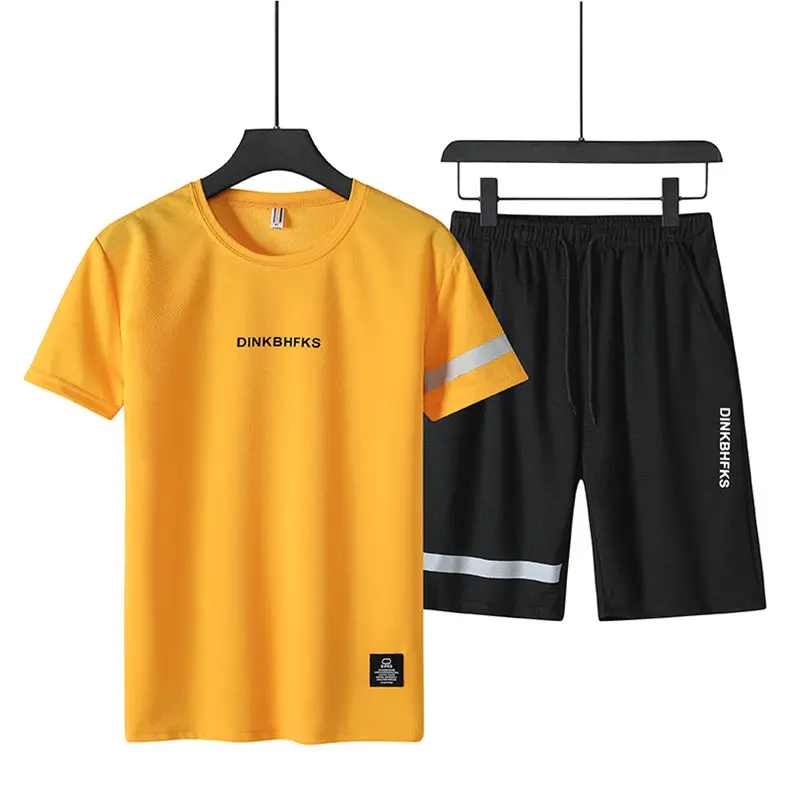 Pack of 2 Print T-Shirt&Shorts Summer Short Sets Men Casual Suits Homewear Tracksuit Male Sweatshirts Hoodies 4XL Top&Tees+Pant 02