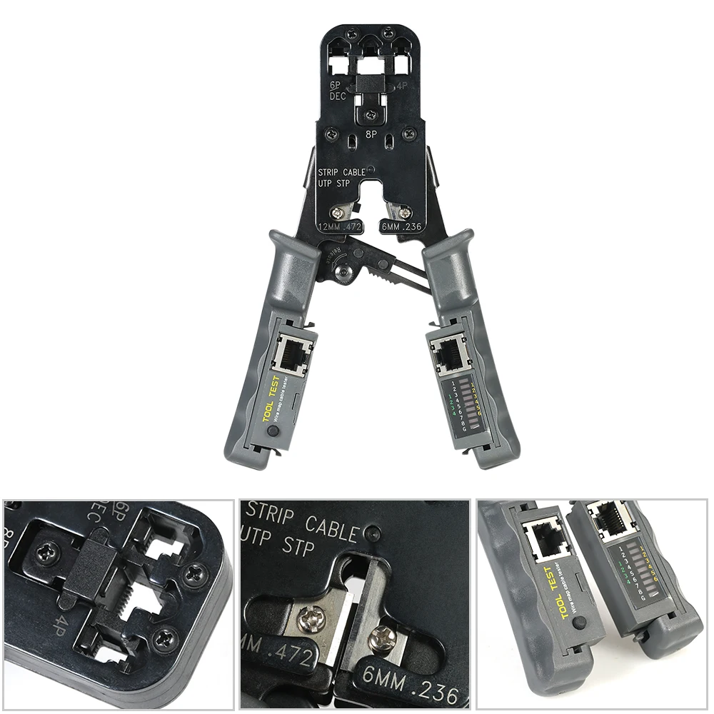 Обжимной прибор для кабеля со съемными коннекторами RJ11 и RJ12|wire cutter stripper|cutter