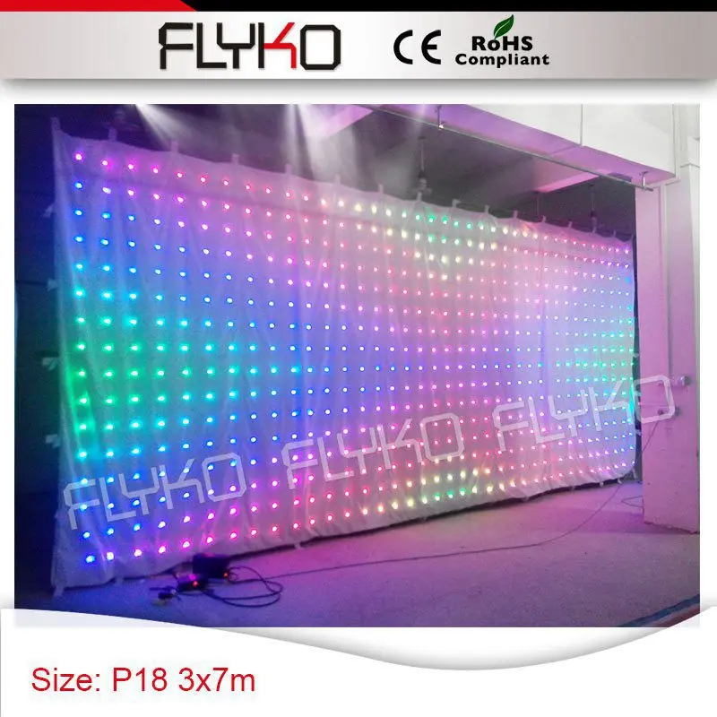 

fairy led lights white curtain RGB 3in1 color leds display P18cm led dj screen video curtian