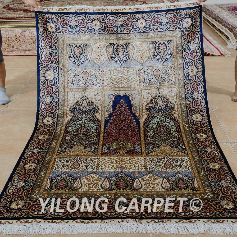 Yilong 4 5 &quotx 6 5&quot Тебриз шелковый ковер новый дизайн ручной работы изысканный район