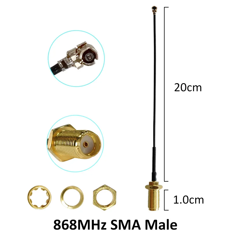 10 шт. 868 МГц 915 МГц антенна 5dbi SMA мужской разъем GSM 915 МГц 868 МГц антенна+ 21 см RP-SMA/u. FL косичка кабель