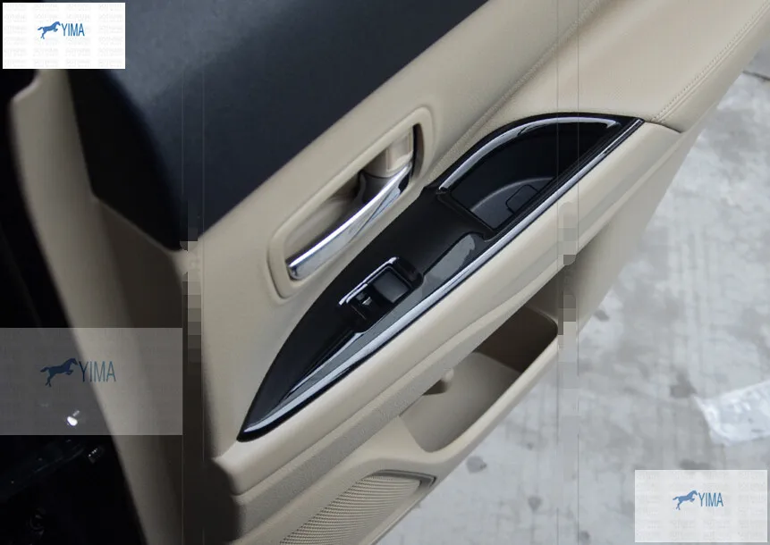 

For Mitsubishi Outlander 2013 2014 ABS Window Lift Switch Button Cover Interior Trim 4 pcs / set