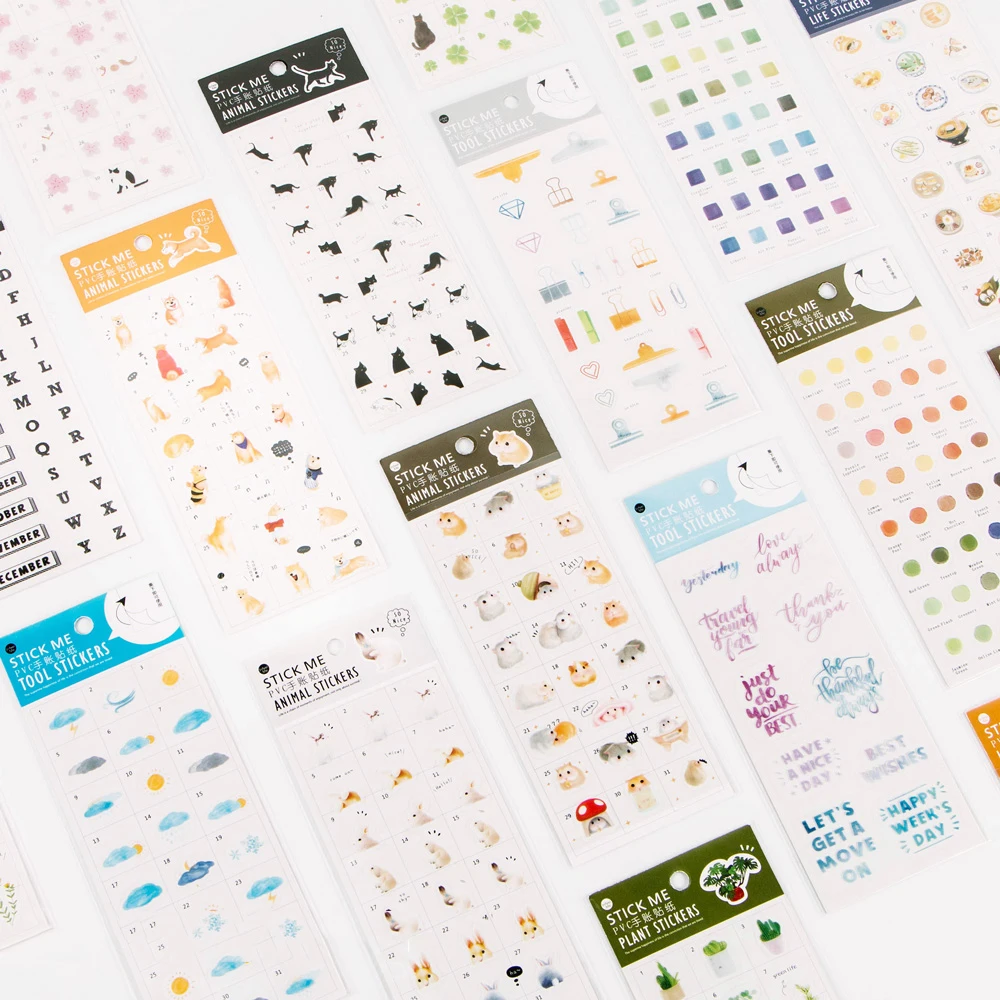 

Kawaii Succulent Plants Cat Food Household Stuff Stickers Scrapbooking Planner Journal Diary Label Gift Packing Sticker for Kids