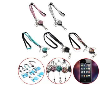 

10pcs/lot Assorted Colors ID Badge Reel Lanyard Bling Rhinestone Crystal Custom Lnayard for ID Name Badge Key Holdert