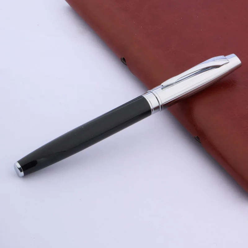 Baoer 100 черная лакированная Серебряная полоска тонкий перьевая ручка